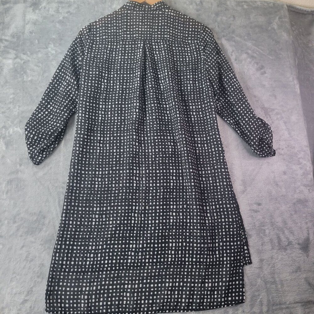 Alyx Womens Sheer Shirt Dress‎ Black White Dot Print Button Front Size S Career - Picture 9 of 12